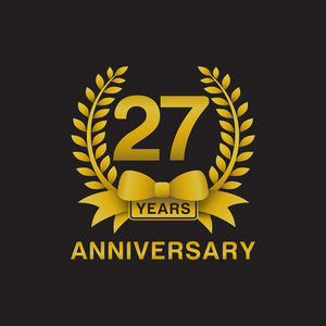 27 周年纪念金花环标志黑色背景