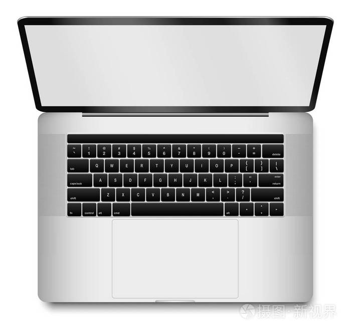 与空白屏幕顶视图笔记本电脑