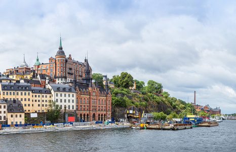 在瑞典的斯德哥尔摩老城的全景