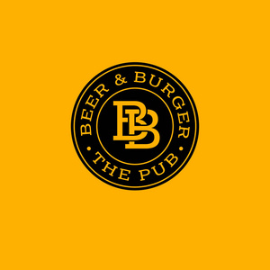 Bb 的信。啤酒酒吧标志。啤酒和汉堡酒吧标志