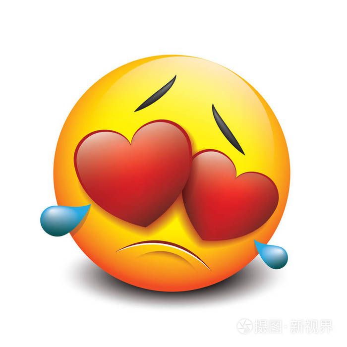 可爱的哭泣哀伤的图释在爱emoji表情笑脸向量例证