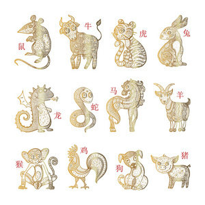 快乐星座运势矢量星座运势动物照片