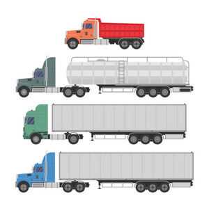 卡车和拖车在白色背景上