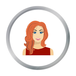 红发女人图标在白色背景上孤立的平面样式。女人象征股票矢量图