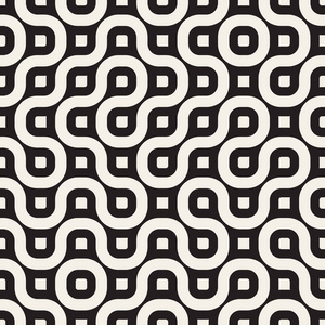 矢量无缝的黑色和白色几何圆形图案不规则线条照片