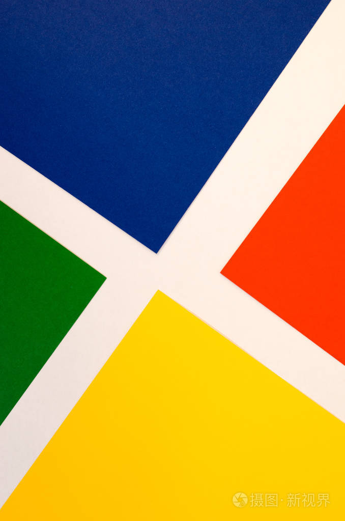 彩色纸张纹理背景彩色几何粉彩平坦的构图图案与蓝色浅绿色红色橙黄色