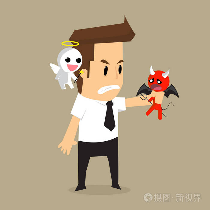 商人的肩膀魔鬼和天使