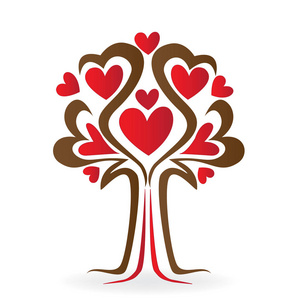 树爱心家族概念徽标图片