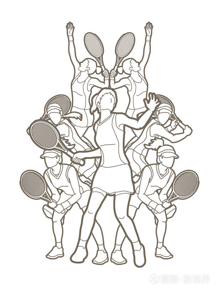 网球运动员, 女性动作图形向量