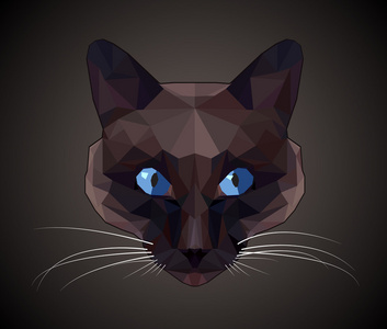 黑猫和蓝色的眼睛多边形的风格