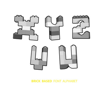 创建从打砖块的字母表。黑色和白色版本