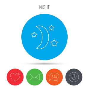 晚上或睡眠图标。月亮和星星的标志