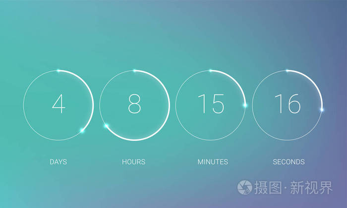 矢量数字计数下圆板与圆时间饼图.