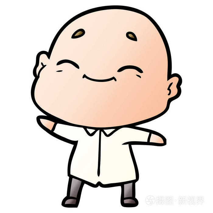 卡通光头男子的矢量插图