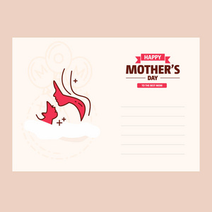 幸福的母亲一天印刷设计卡红色背景