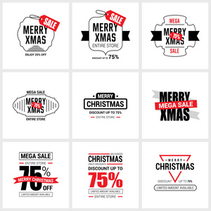 圣诞销售一整套的横幅广告图片