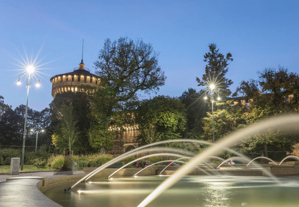 意大利米兰 Sforza 城堡 卡斯特罗斯福尔扎 喷泉景观