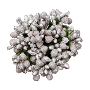 孤立的银色的花,美丽的装饰,顶视图的花束照片