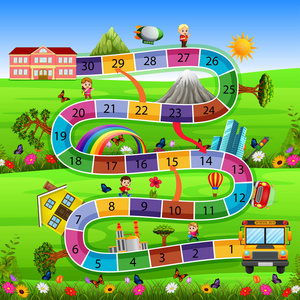 行星棋盘游戏平面样式插图的儿童游乐园棋盘游戏空间板游戏矢量插图