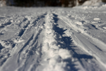 滑雪板上的雪道