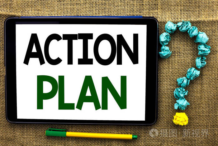 显示行动计划的概念性手写.