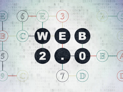 Web 发展理念 Web 2.0 数字数据纸张背景上