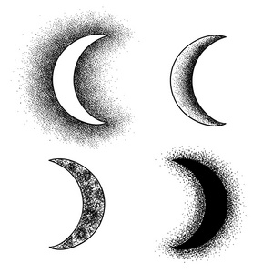 手工绘制的月球阶段剪影