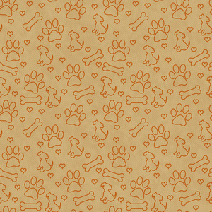 橙色的狗瓷砖图案重复背景图片