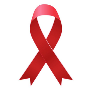 逼真的红丝带, 世界艾滋病日符号, 12月1日, 矢量插图在白色隔离