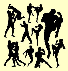 运动包剪影泰拳泰国行动运动剪影照片