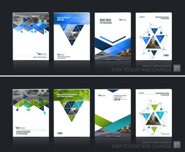 业务矢量集。宣传册模板布局，封面设计材料科学