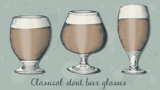 粗壮的啤酒眼镜收藏素描风格矢量图