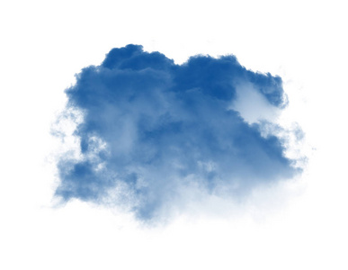 云层或蓝色的烟雾在白色背景上