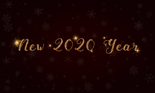 新的 2020 年金色闪光手刻字贺卡豪华设计元素矢量