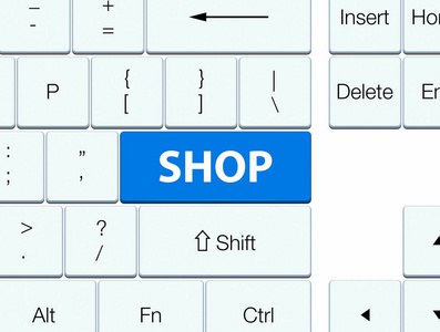 商店蓝色键盘按钮