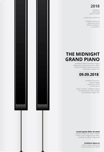 音乐大钢琴海报背景模板矢量图示