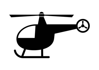 白色背景上的黑色直升机图标