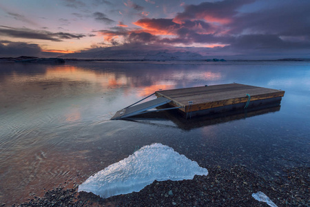 冰岛 jokulsarlon 泻湖日落