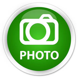 照片 相机图标 高级绿色圆形按钮