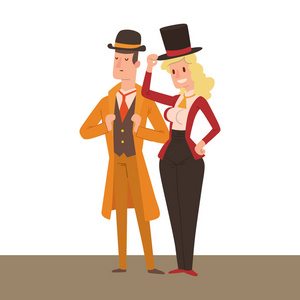 老式维多利亚卡通绅士复古人的矢量.