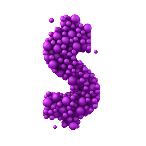 符号  制成的塑料珠，紫色的泡沫，3d 渲染