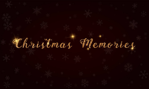 圣诞节的记忆金色闪光手刻字贺卡豪华设计元素矢量