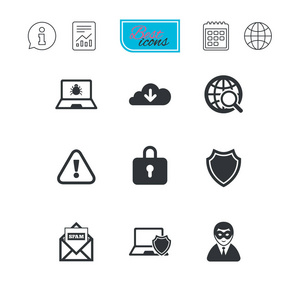 互联网隐私图标。网络犯罪迹象