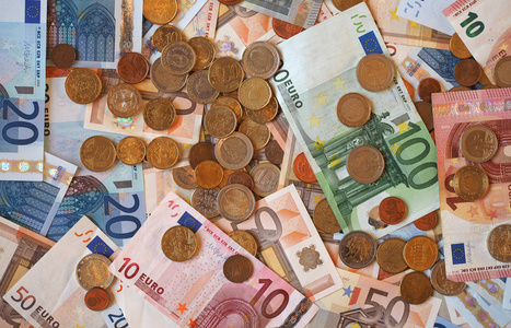 欧元纸币和硬币欧洲联盟欧盟
