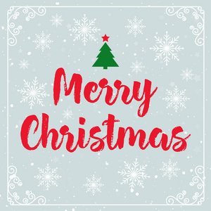 圣诞贺卡祝福圣诞快乐 雪花 雪假日背景上的树和装饰框架。新年快乐。矢量图