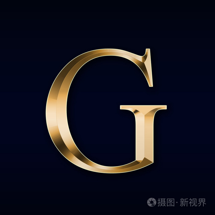 在黑色背景上的金字母g