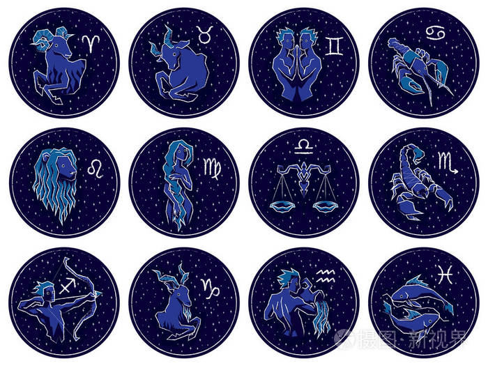 在夜晚的星空背景上的所有星座的集合