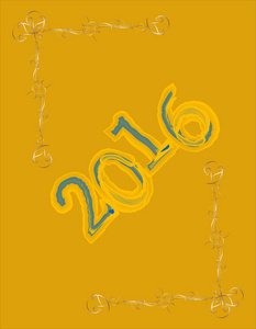 用手刻字，快乐新的一年 2016年优雅的新的一年卡