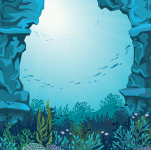 水下洞穴和珊瑚礁