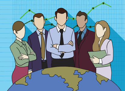 手绘图成功的团队领导者照片